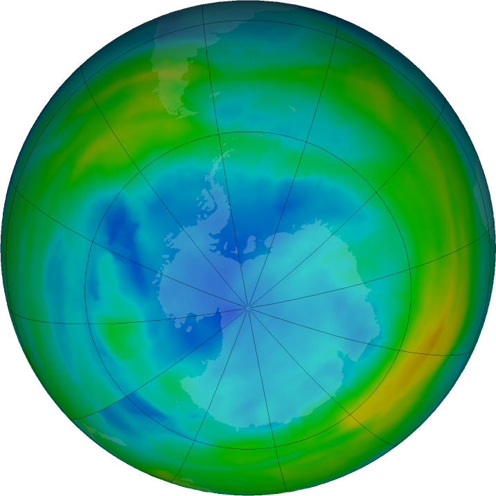 Antarctic ozone map for 05 August 2020